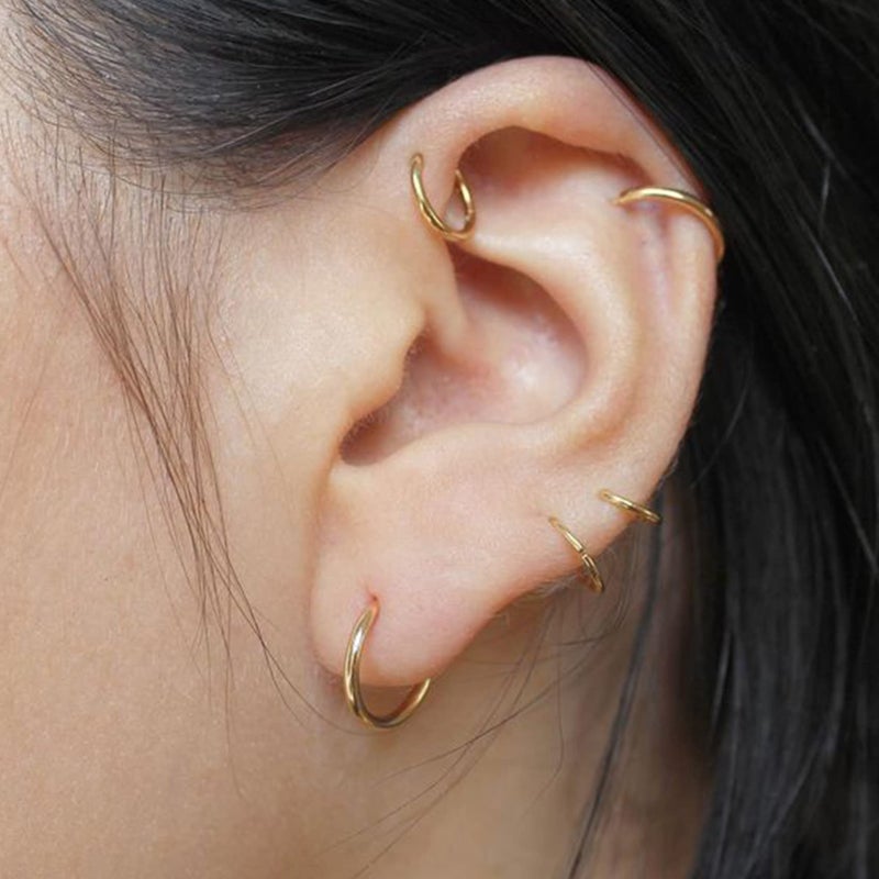 EPIRORA EPIRPRA Silver Hoop Earrings- Cartilage Earring Small Hoop Earrings for Women Men,4 Pairs of Hypoallergenic 925 Sterling Silver Tragus Earrings(Gold,8mm/10mm/12mm/14mm) - Image 5